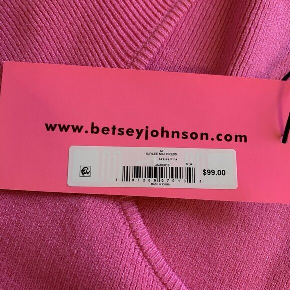 NWT Betsey Johnson Womens M Kaylee Mini Dress Barbie Pink Ribbed Cap Sleeves NEW - Picture 10 of 15